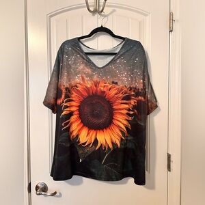 Black with sunflower on front and back size 3X